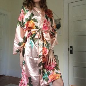 Silk floral robe